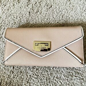 Kate Spade Tan Clutch with Gold Clasp